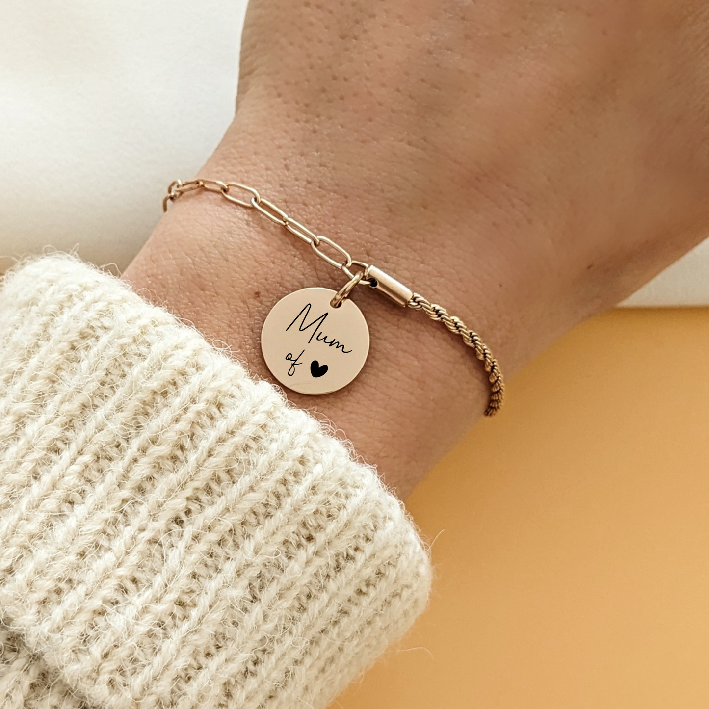 Bracelet avec chaîne twistée et médaille à graver